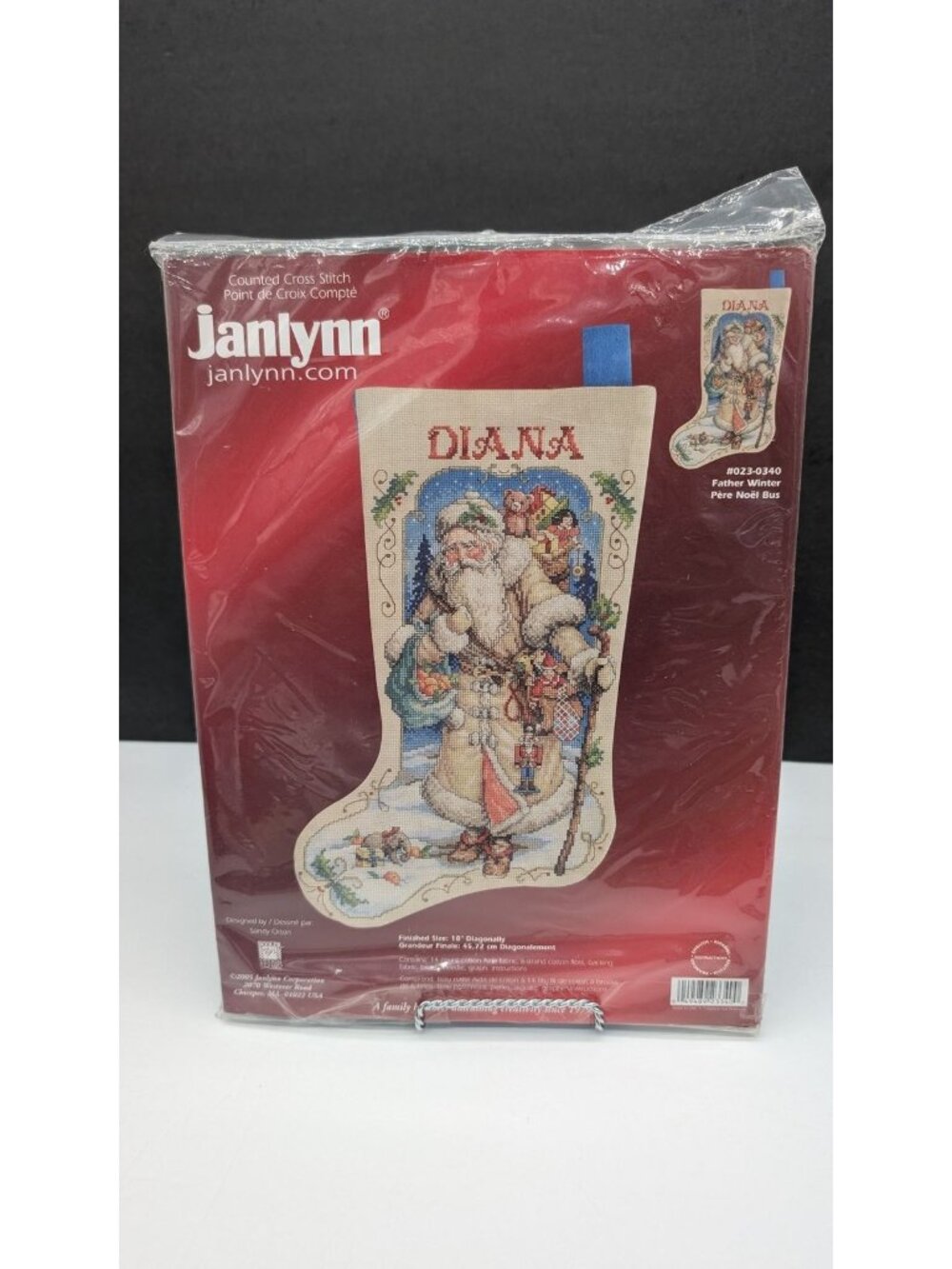 Vintage 2005 Janlynn Father Winter Xmas Stocking Cross Stitch Kit 023-0340 18in